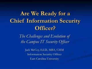 Are We Ready for a Chief Information Security Officer?