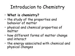 Introducion to Chemistry
