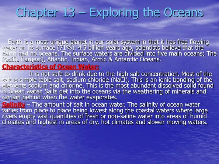 chapter 13 exploring the oceans