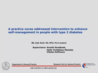 A practice nurse addressed intervention to enhance self-management in people with type 2 diabetes