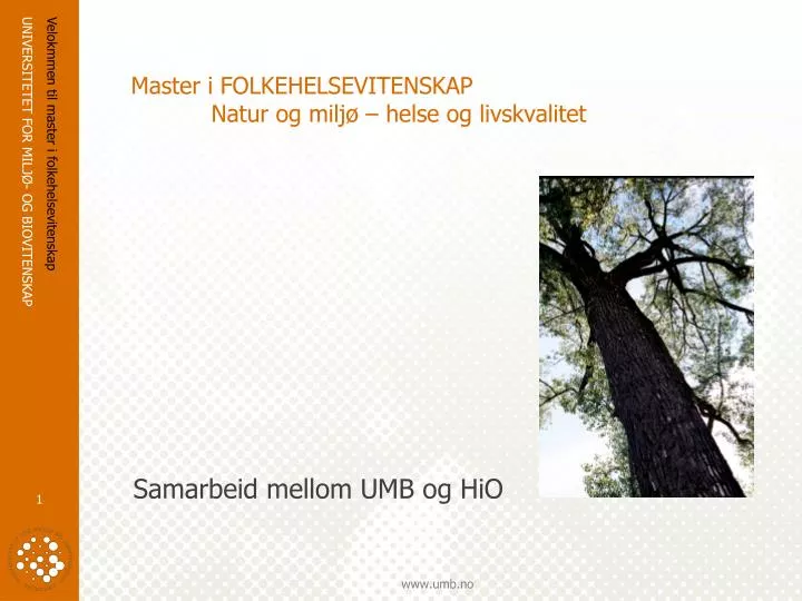 master i folkehelsevitenskap natur og milj helse og livskvalitet