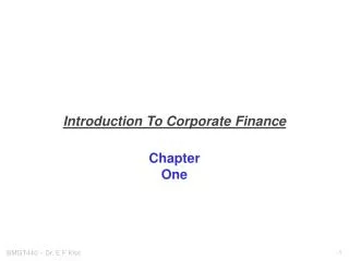introduction to corporate finance