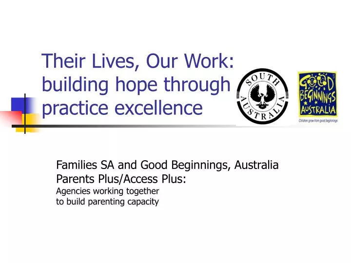 their lives our work building hope through practice excellence