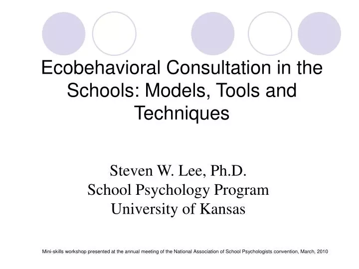 ecobehavioral consultation in the schools models tools and techniques