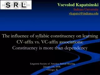 The influence of syllabic constituency on learning CV-affix vs. VC-affix associations: Constituency is more than depende