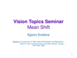 Vision Topics Seminar Mean Shift