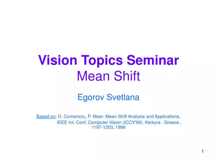 vision topics seminar mean shift