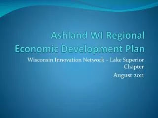 Ashland WI Regional Economic Development Plan