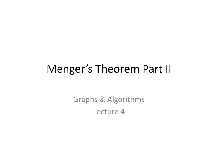 menger s theorem part ii