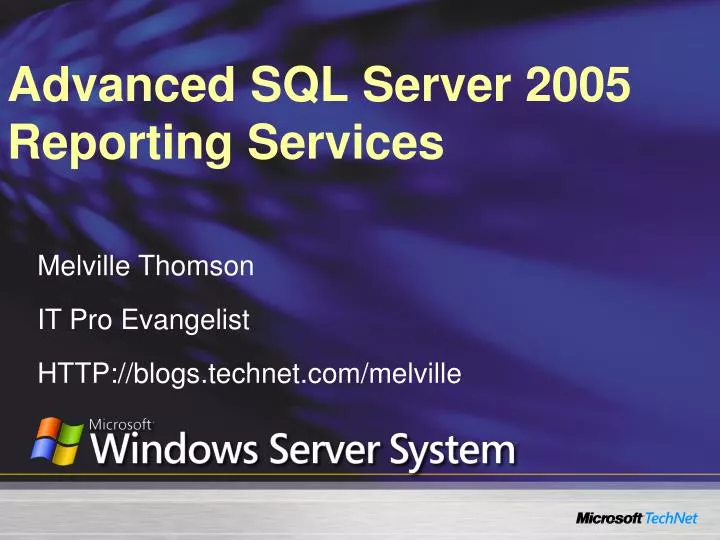 advanced sql server 2005 reporting services