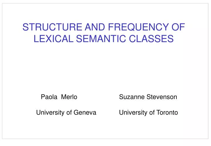 structure and frequency of lexical semantic classes