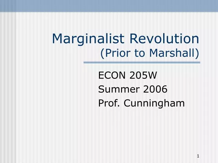 marginalist revolution prior to marshall