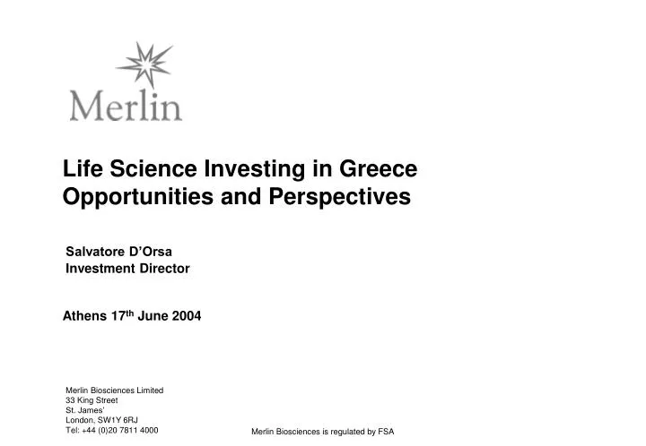 life science investing in greece opportunities and perspectives