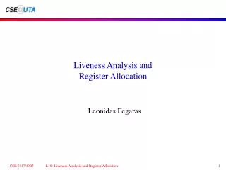 Liveness Analysis and Register Allocation