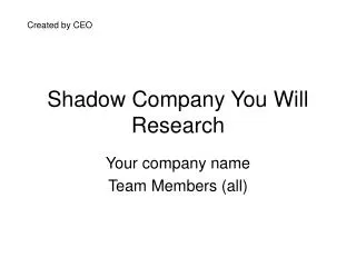 Shadow Company You Will Research