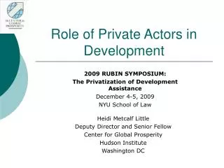 Role of Private Actors in Development