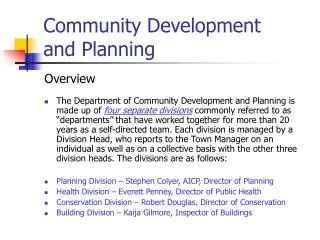 Community Development and Planning