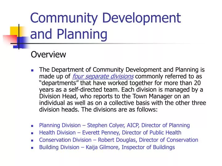 community development and planning