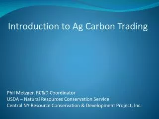 Introduction to Ag Carbon Trading