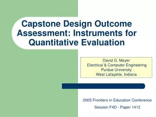Capstone Design Outcome Assessment: Instruments for Quantitative Evaluation