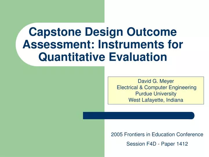 capstone design outcome assessment instruments for quantitative evaluation