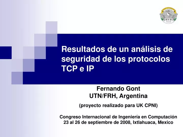resultados de un an lisis de seguridad de los protocolos tcp e ip