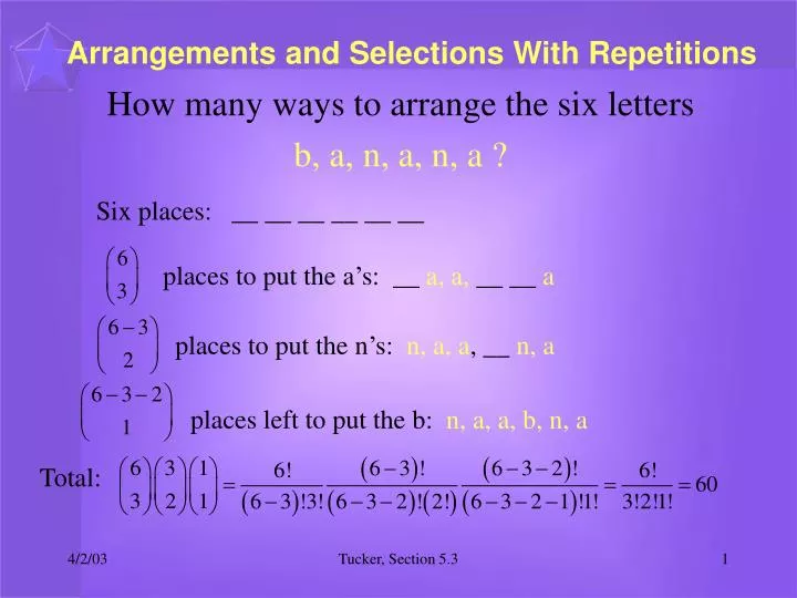 arrangements and selections with repetitions