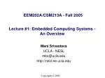 Lecture #1: Embedded Computing Systems - An Overview - slide 1