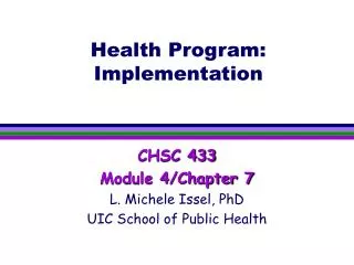 Health Program: Implementation