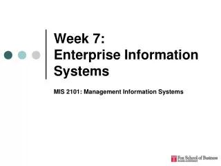 Week 7: Enterprise Information Systems