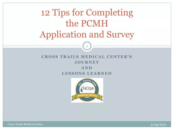 12 tips for completing the pcmh application and survey