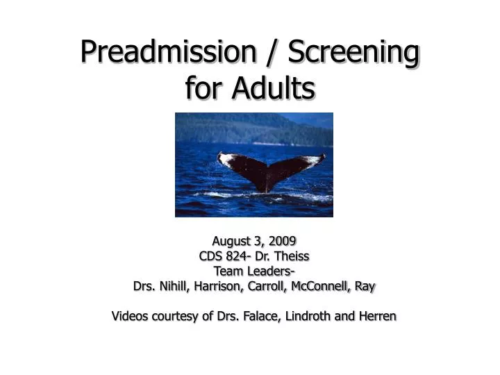 preadmission screening for adults