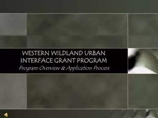 WESTERN WILDLAND URBAN INTERFACE GRANT PROGRAM