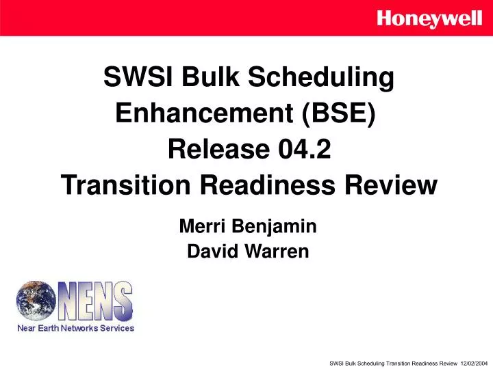 swsi bulk scheduling enhancement bse release 04 2 transition readiness review