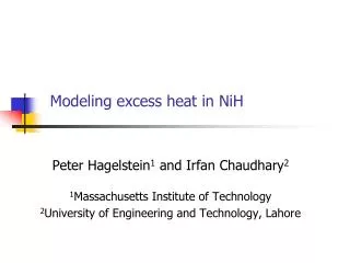 Modeling excess heat in NiH