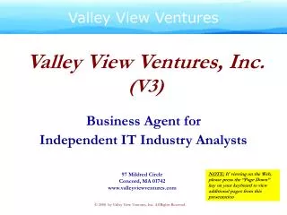 Valley View Ventures, Inc. (V3)