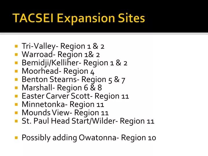 tacsei expansion sites