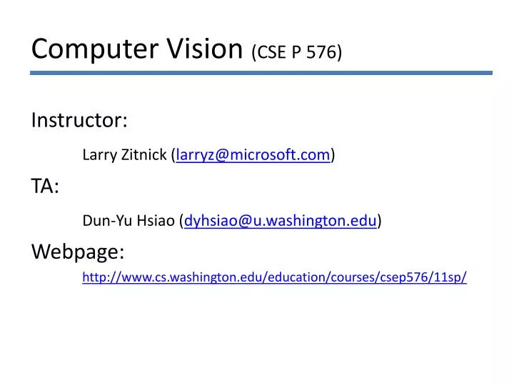 computer vision cse p 576