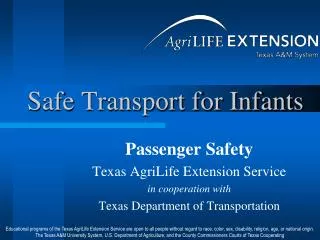 Safe Transport for Infants