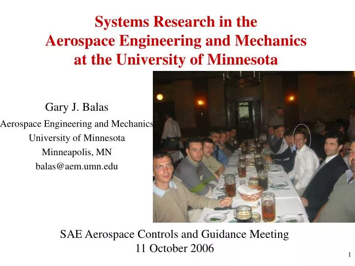 systems research in the aerospace engineering and mechanics at the university of minnesota