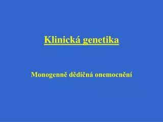 Klinická genetika