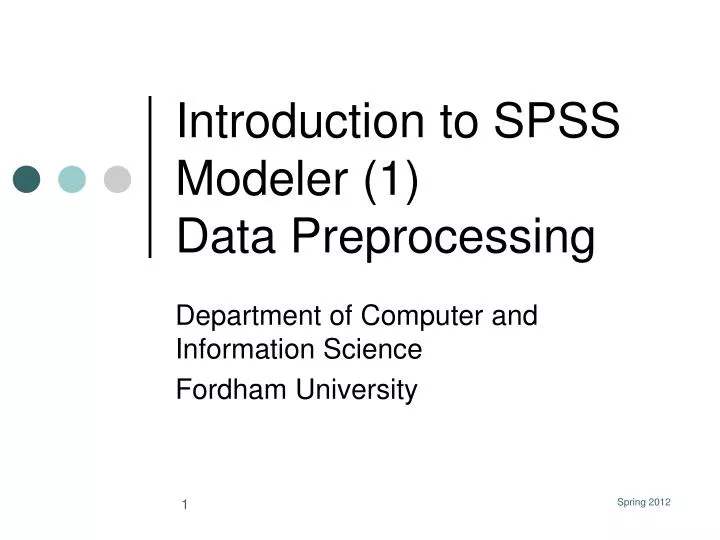 introduction to spss modeler 1 data preprocessing