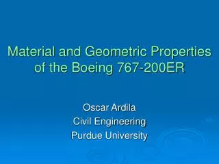 Material and Geometric Properties of the Boeing 767-200ER