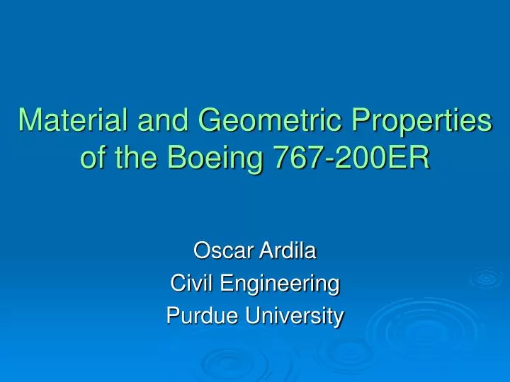 material and geometric properties of the boeing 767 200er