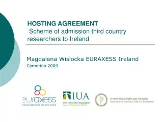 HOSTING AGREEMENT Scheme of admission third country researchers to Ireland