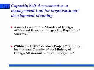 Capacity Self-Assessment as a management tool for organisational development planning