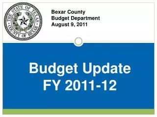 Bexar County Budget Department August 9, 2011
