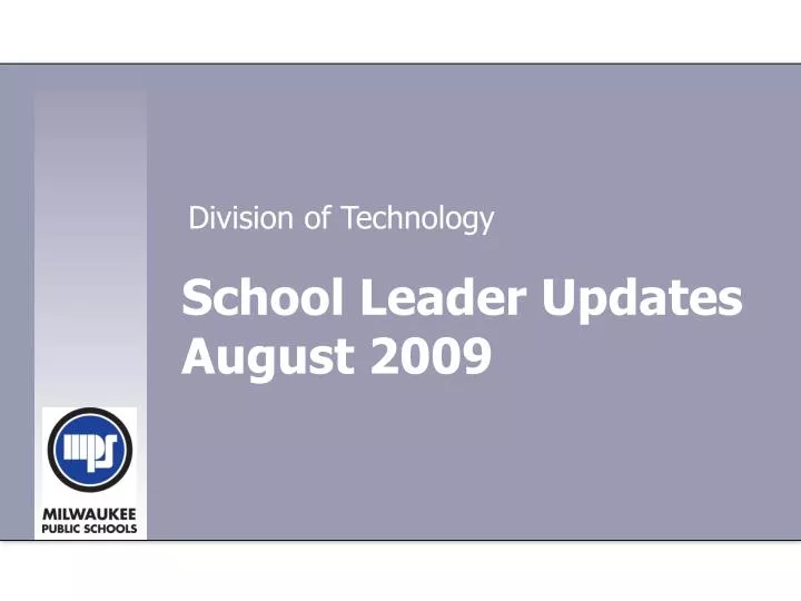 school leader updates august 2009