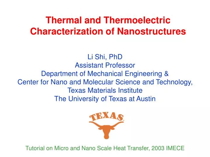 thermal and thermoelectric characterization of nanostructures