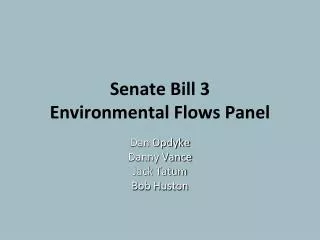 Senate Bill 3 Environmental Flows Panel